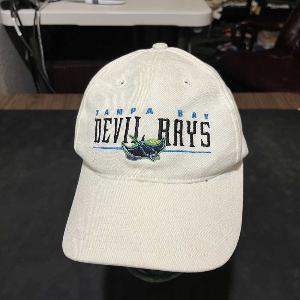 Vintage Tampa Devil Rays Hat Starter Wool Bar Logo 90s White Cap Snapback Star